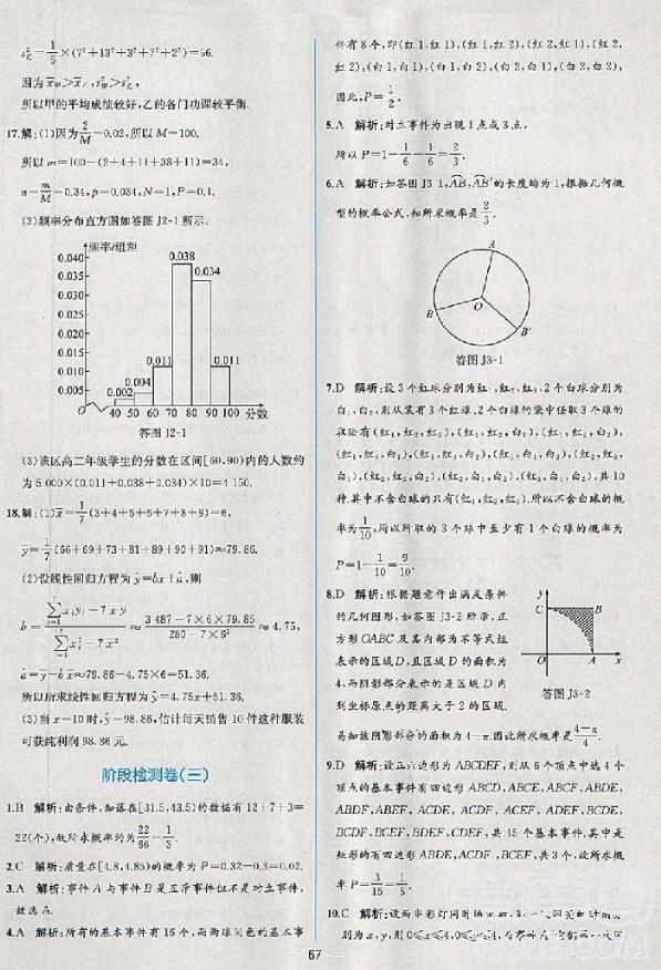 2018版同步導(dǎo)學(xué)案課時練數(shù)學(xué)必修3人教A版參考答案 第49頁