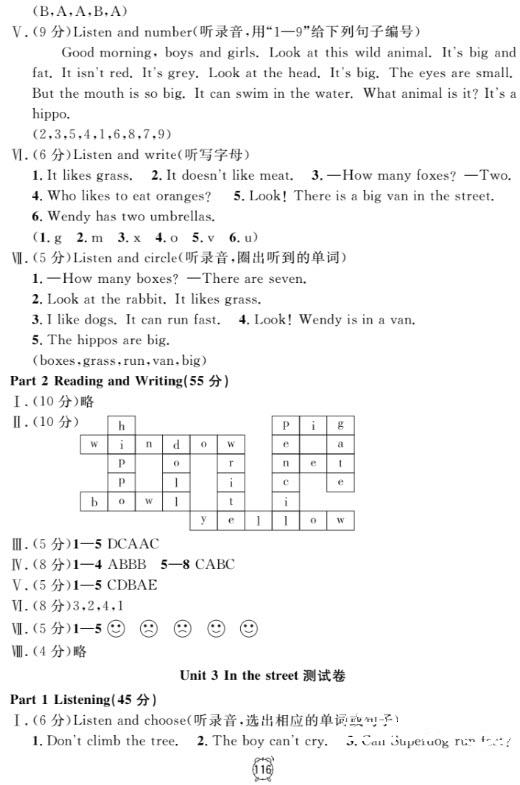 鐘書金牌金試卷英語N版二年級上滿分訓(xùn)練與測試2018參考答案 第20頁