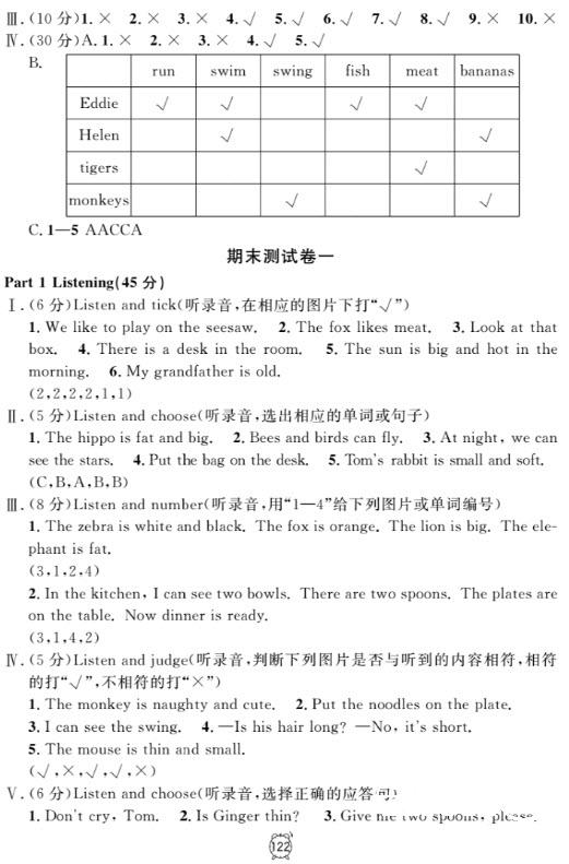 鐘書金牌金試卷英語N版二年級上滿分訓(xùn)練與測試2018參考答案 第26頁