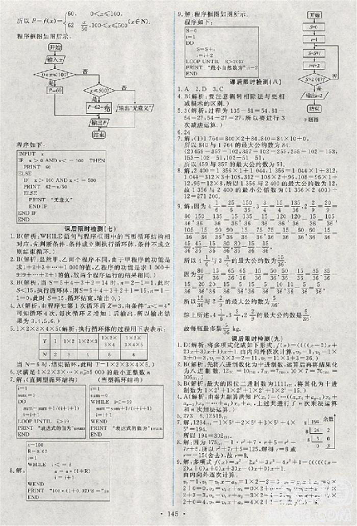 2018新版天舟文化能力培養(yǎng)與測試人教A版數(shù)學(xué)必修3參考答案 第16頁