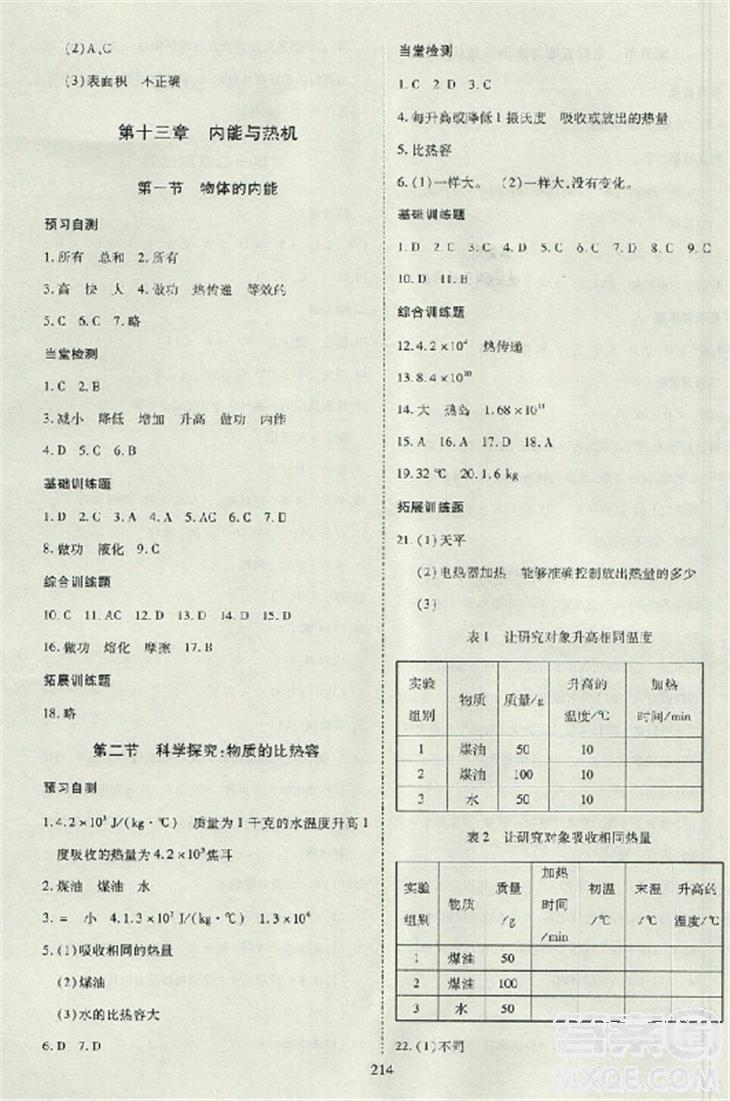 2018資源與評價物理九年級上冊蘇教版參考答案 第4頁