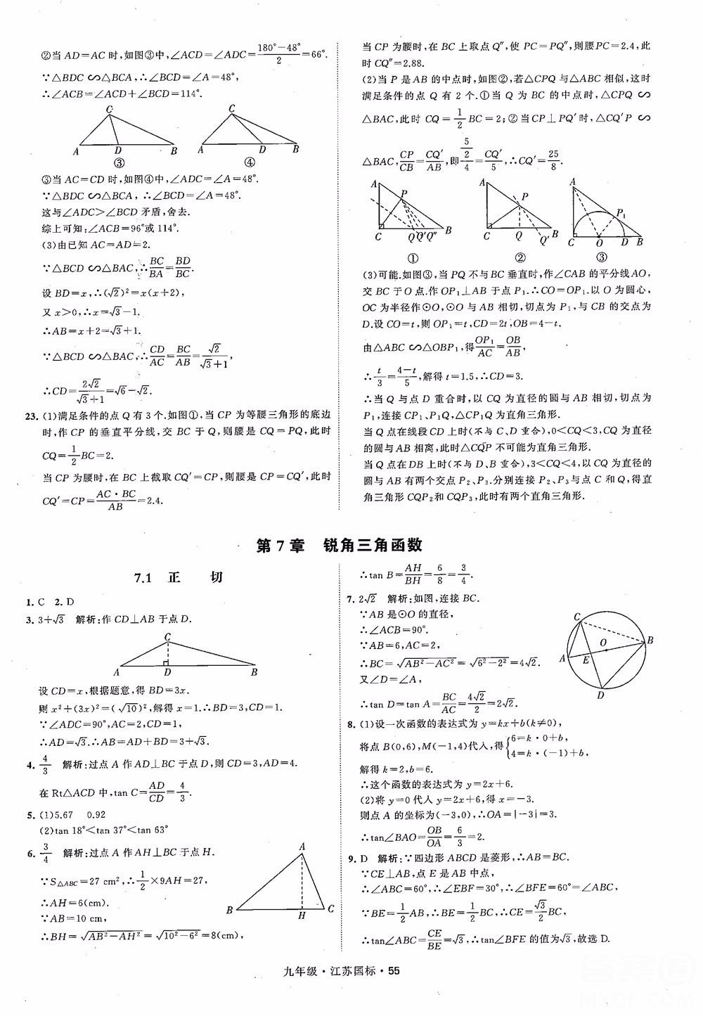 2018秋學(xué)霸題中題數(shù)學(xué)九年級(jí)全一冊(cè)蘇科版江蘇國(guó)標(biāo)參考答案 第55頁(yè)