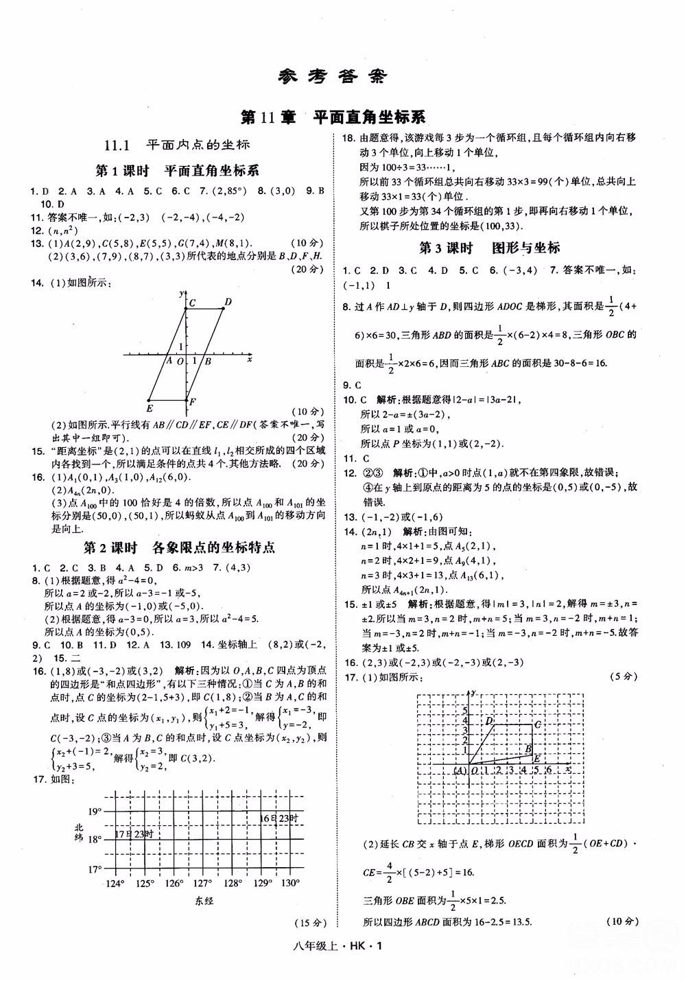 2018秋新版经纶学典学霸题中题八年级数学上沪科版参考答案 第1页