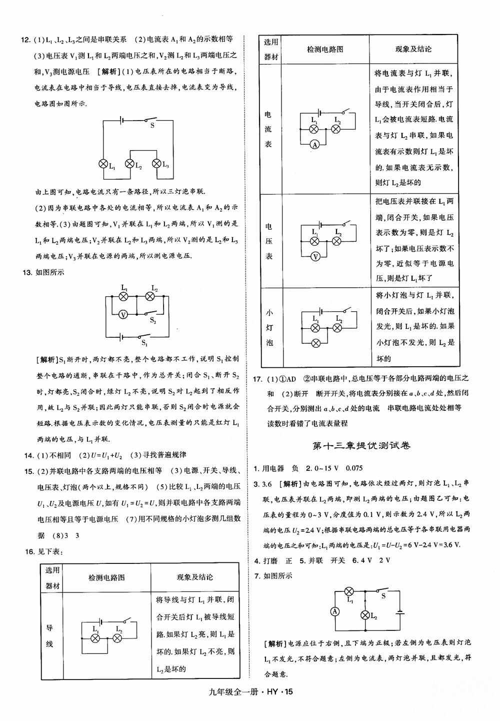 2018秋經(jīng)綸學(xué)典學(xué)霸題中題物理九年級全一冊滬粵版參考答案 第15頁