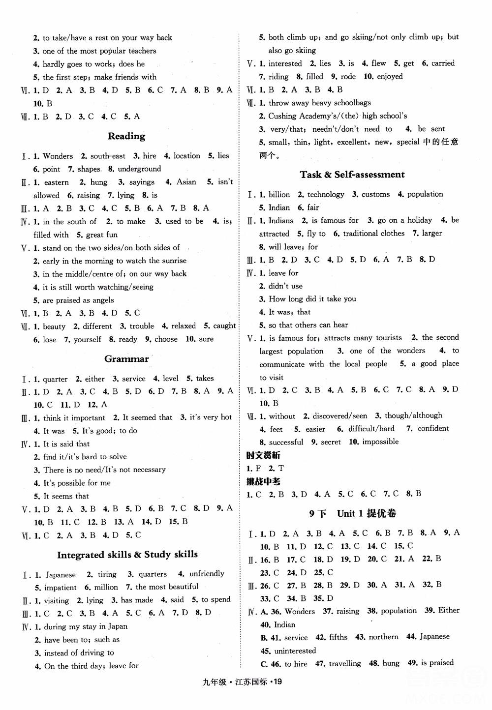 2018秋經(jīng)綸學典學霸題中題英語九年級全一冊江蘇國際參考答案 第19頁