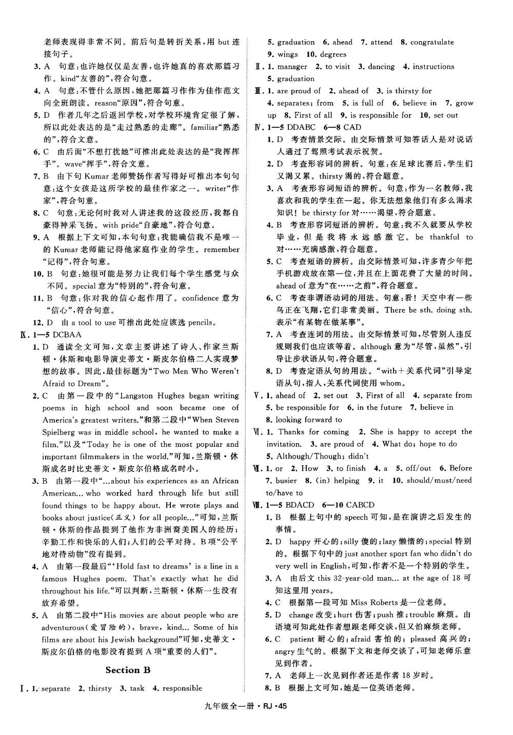 2019經(jīng)綸學(xué)典學(xué)霸題中題九年級(jí)英語(yǔ)全一冊(cè)RJ人教版參考答案 第45頁(yè)