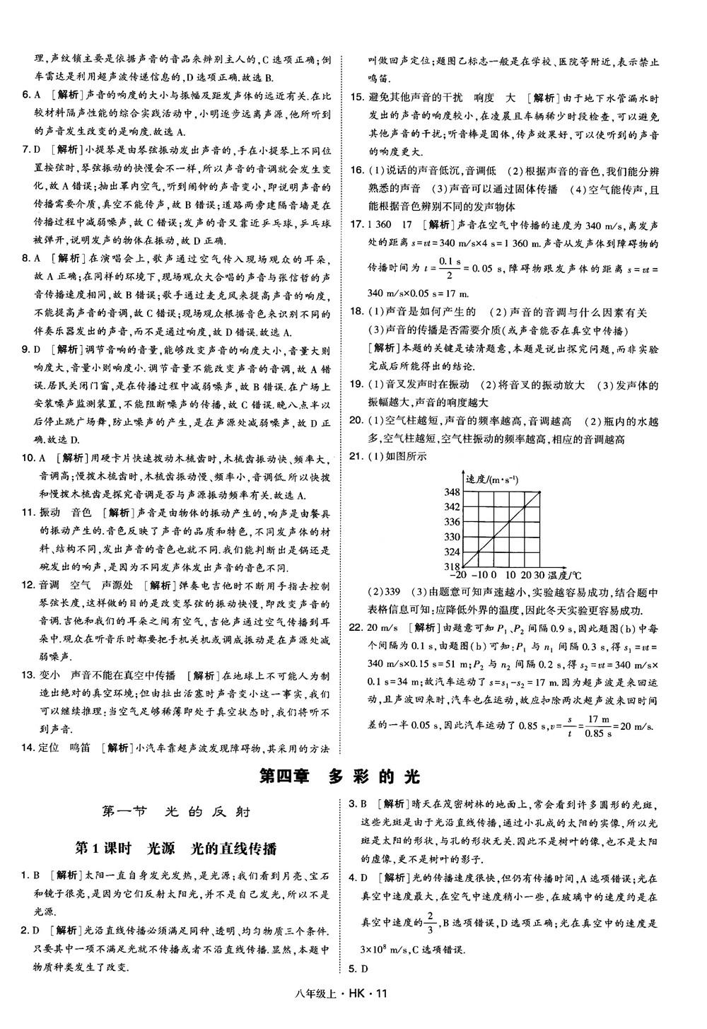 2019新版經(jīng)綸學(xué)典學(xué)霸題中題物理八年級上冊滬科版HK參考答案 第11頁