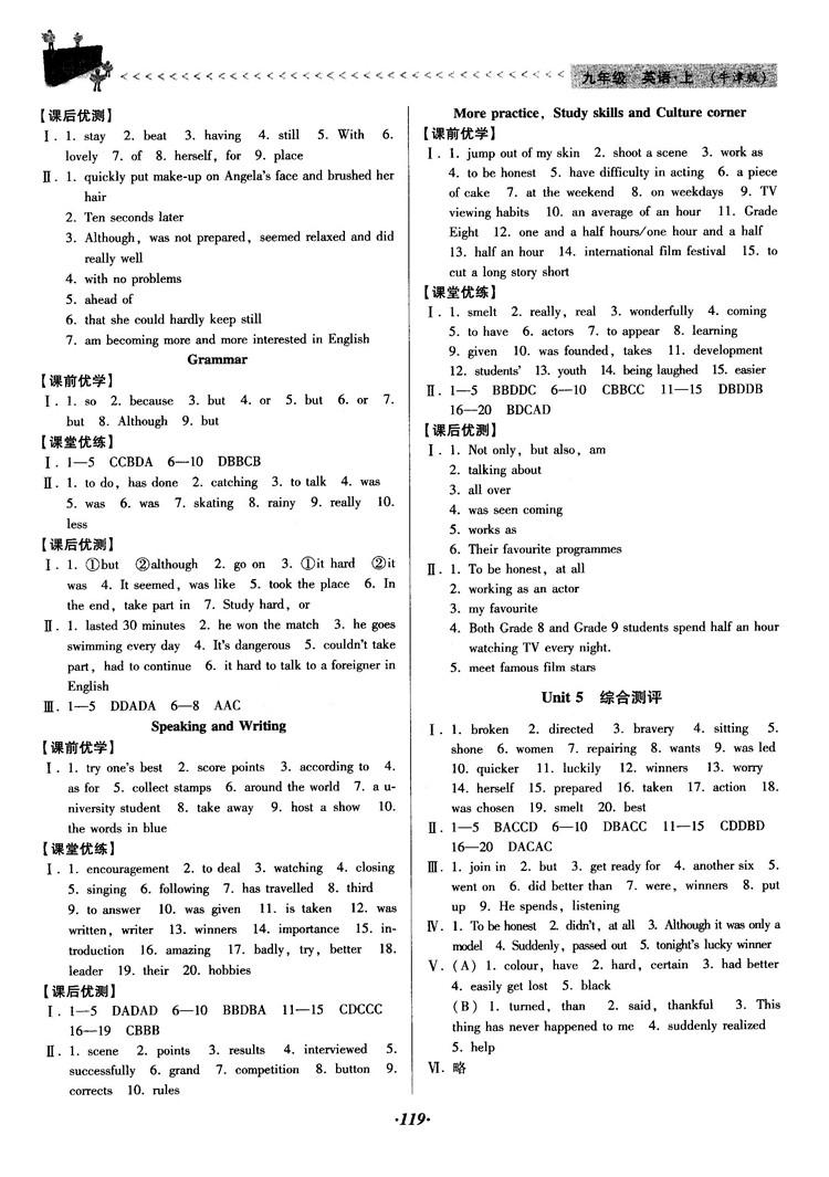 2018牛津版全優(yōu)點(diǎn)練課計(jì)劃九年級(jí)英語(yǔ)上冊(cè)參考答案 第7頁(yè)