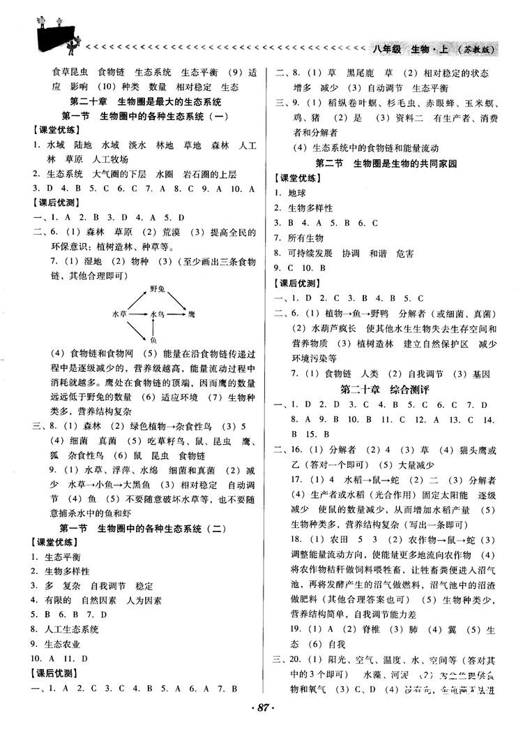 2018全優(yōu)點練課計劃八年級生物上冊蘇教版 第8頁