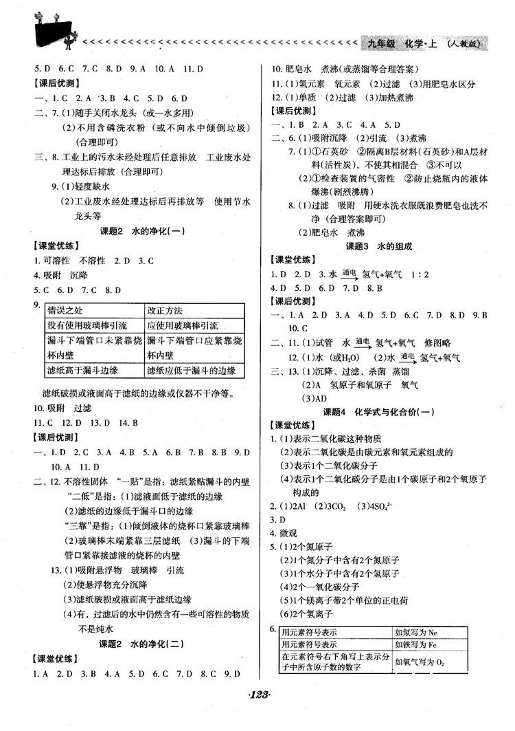 2018人教版全優(yōu)點(diǎn)練課計(jì)劃九年級化學(xué)上冊人教版參考答案 第6頁