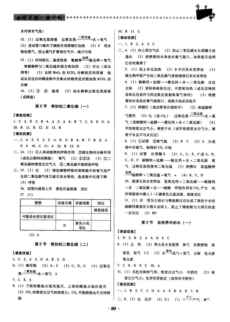 全優(yōu)點(diǎn)練課計(jì)劃2018新版九年級(jí)化學(xué)上冊(cè)滬教版答案 第3頁(yè)