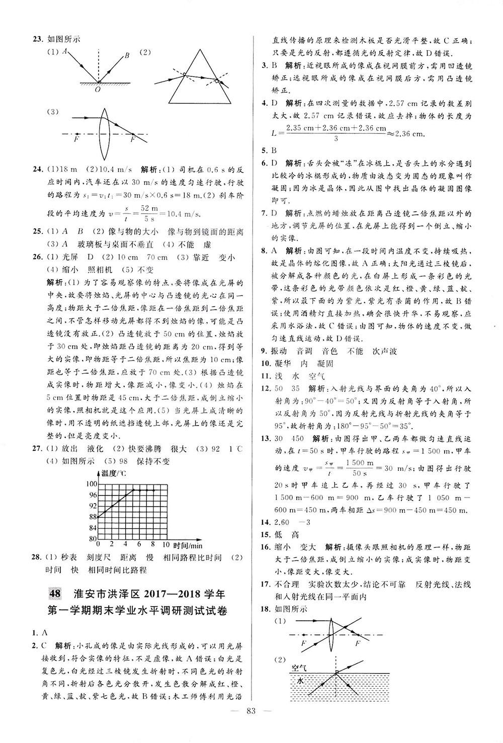 2018亮點(diǎn)給力大試卷物理八年級(jí)上冊(cè)江蘇版答案 第83頁(yè)