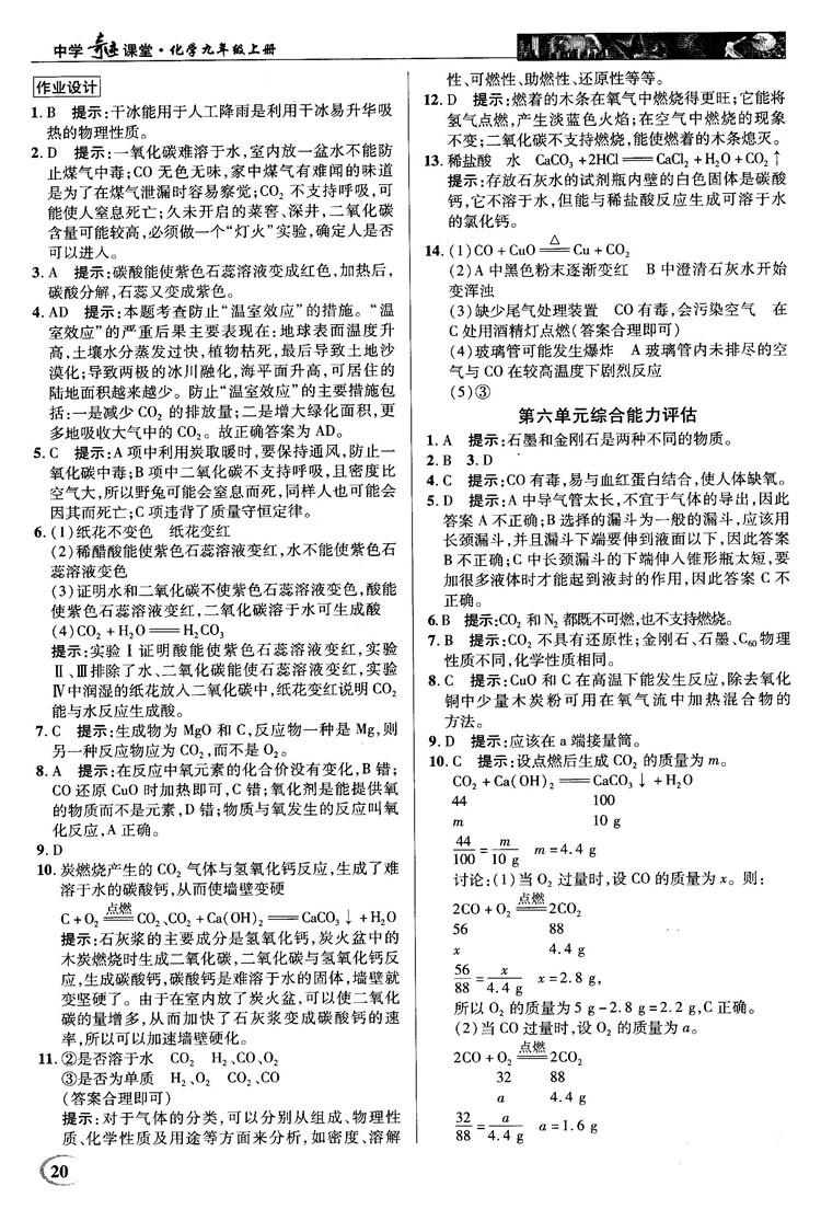 2018秋中學奇跡課堂化學九年級上冊人教版RJ答案 第20頁