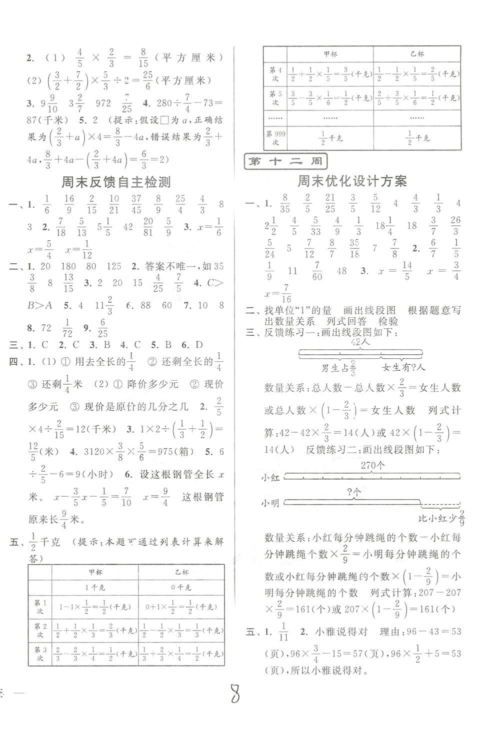 亮點(diǎn)給力2018周末優(yōu)化設(shè)計(jì)大試卷六年級(jí)上冊(cè)數(shù)學(xué)江蘇版答案 第8頁(yè)