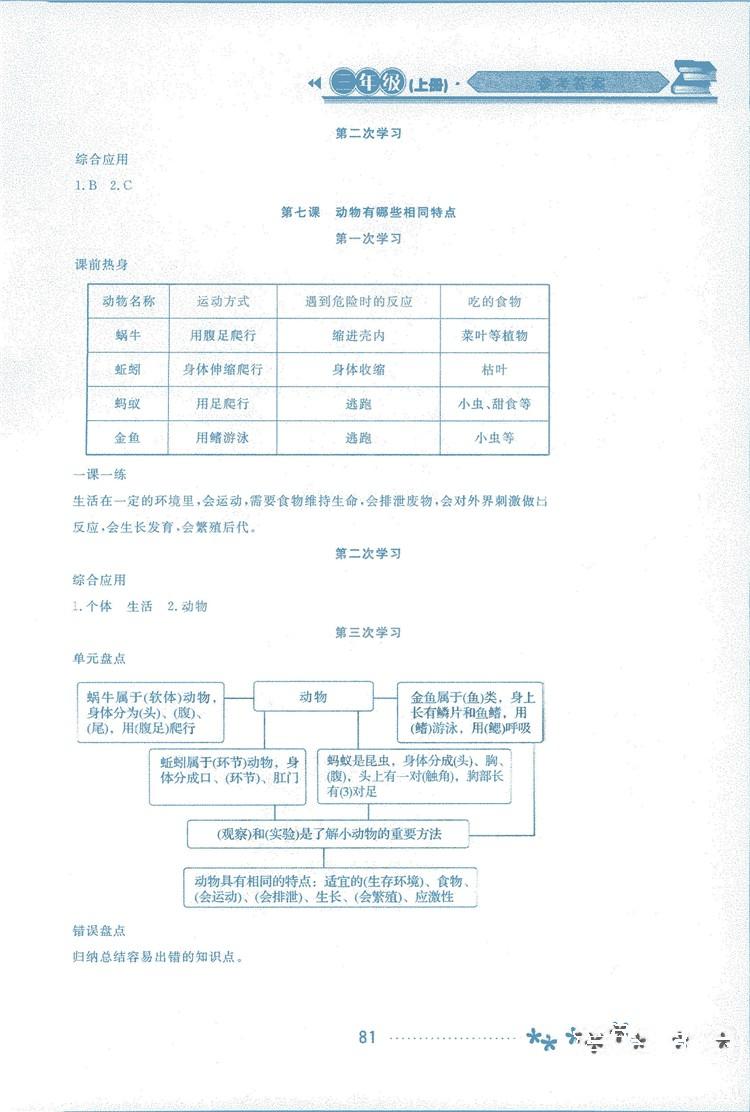 2018资源与评价科学三年级上册教科版参考答案 第10页