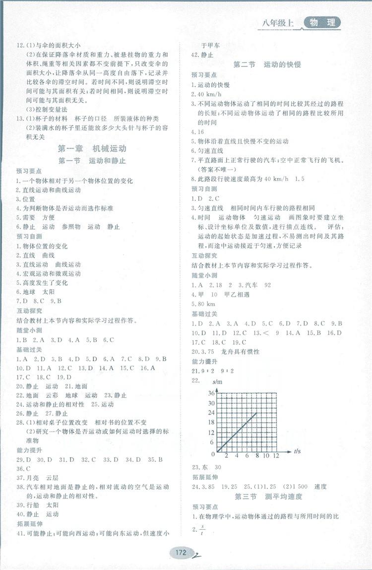 2018資源與評價物理八年級上冊山科技版參考答案 第2頁