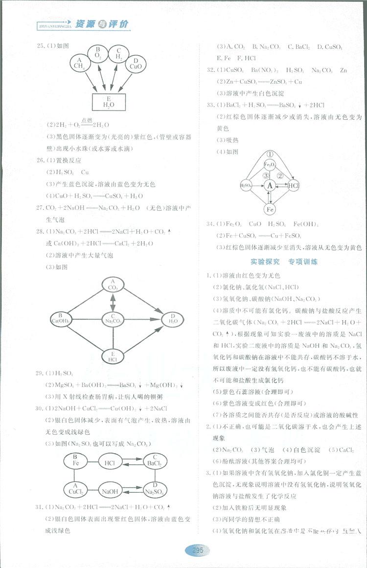 2018資源與評價九年級化學(xué)全一冊人教版參考答案 第33頁