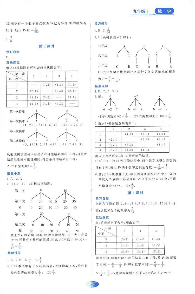 2018資源與評(píng)價(jià)數(shù)學(xué)九年級(jí)上冊(cè)人教版參考答案 第20頁