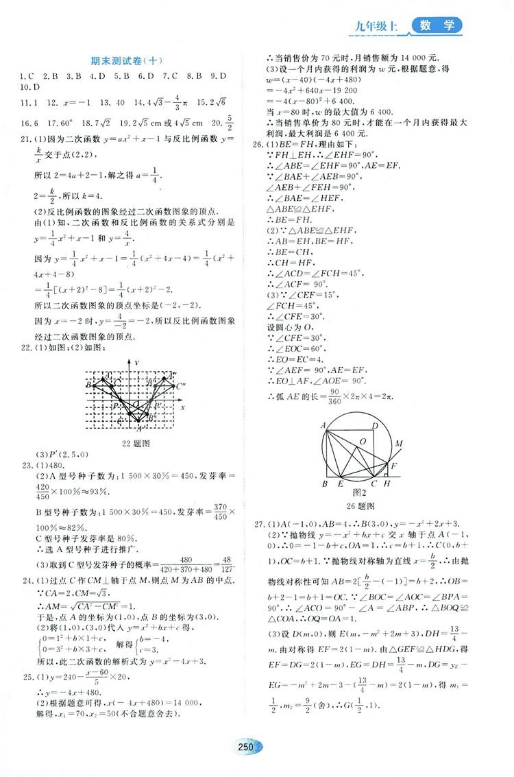 五四學制人教版2018資源與評價數(shù)學九年級上冊參考答案 第28頁