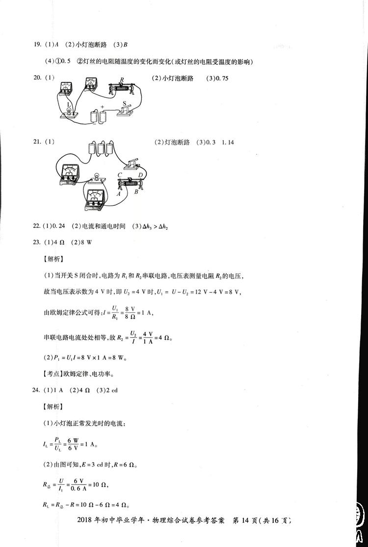 2018年資源與評(píng)價(jià)中考全程總復(fù)習(xí)物理D版參考答案 第48頁