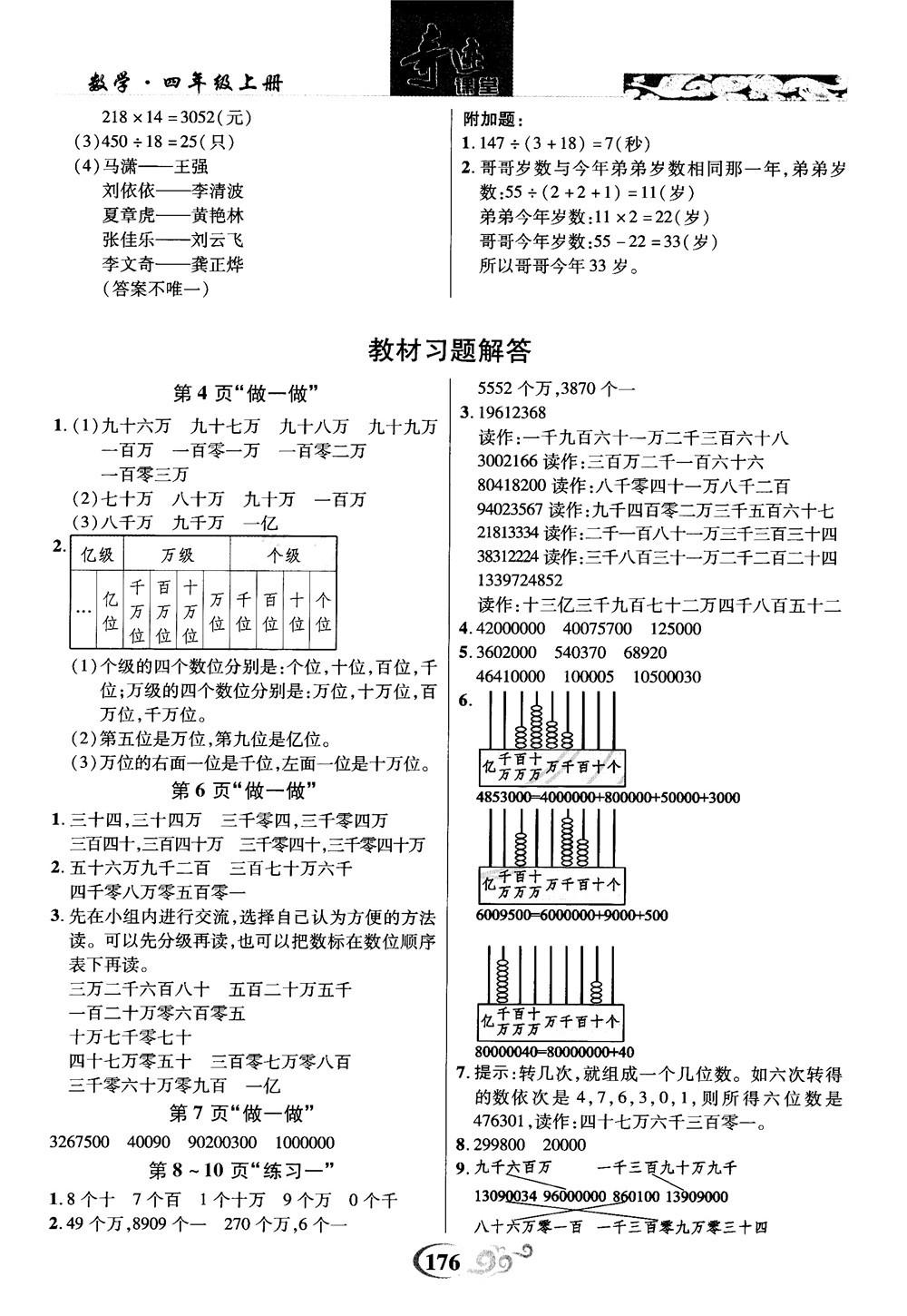 2018秋奇跡課堂數(shù)學4四年級上冊人教版數(shù)法題解參考答案 第13頁