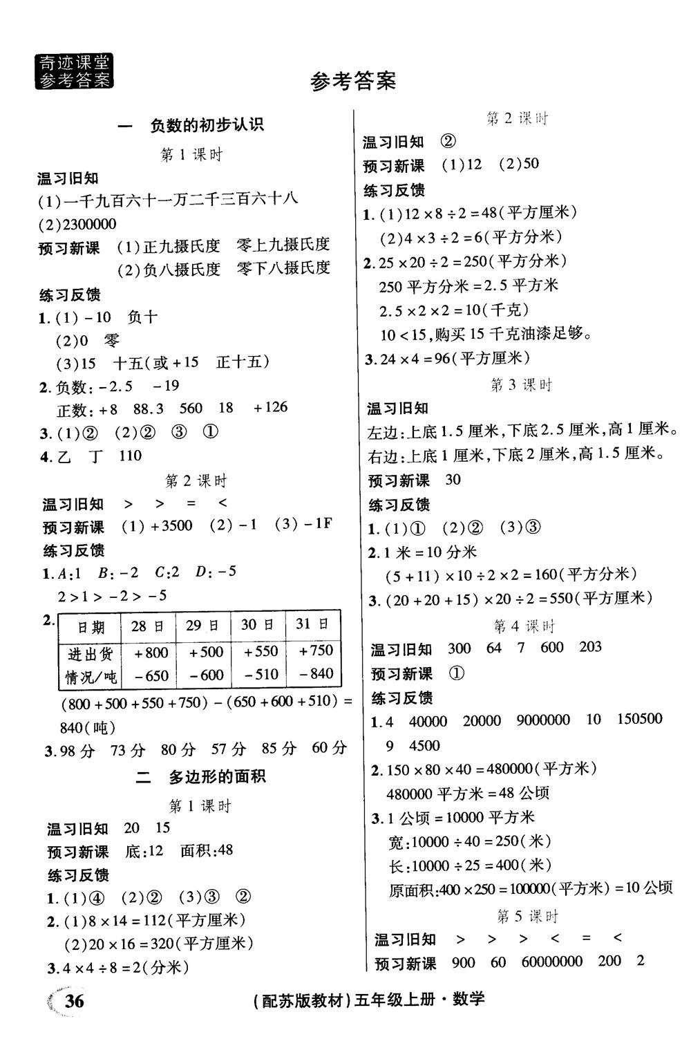 2018年秋奇迹课堂数学五年级上册苏教版数法题解参考答案 第1页