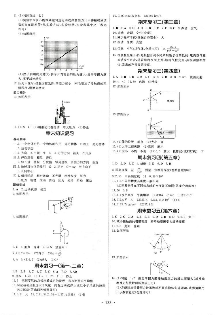 2019版導(dǎo)與練練案課時作業(yè)本人教版物理八年級上冊答案 第8頁