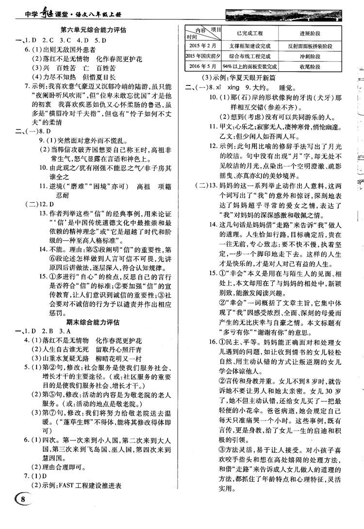 中學(xué)奇跡課堂2018秋英才教程八年級(jí)語(yǔ)文上冊(cè)語(yǔ)文版答案 第8頁(yè)