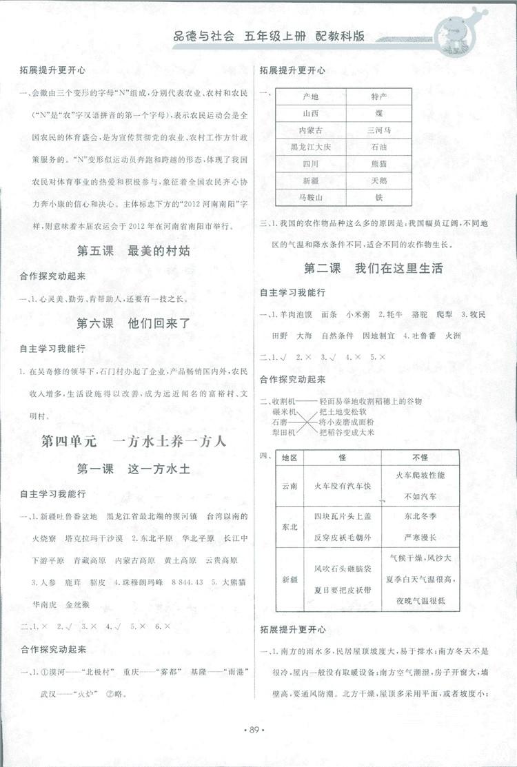 2018年能力培养与测试五年级品德与社会上册教科版 第5页