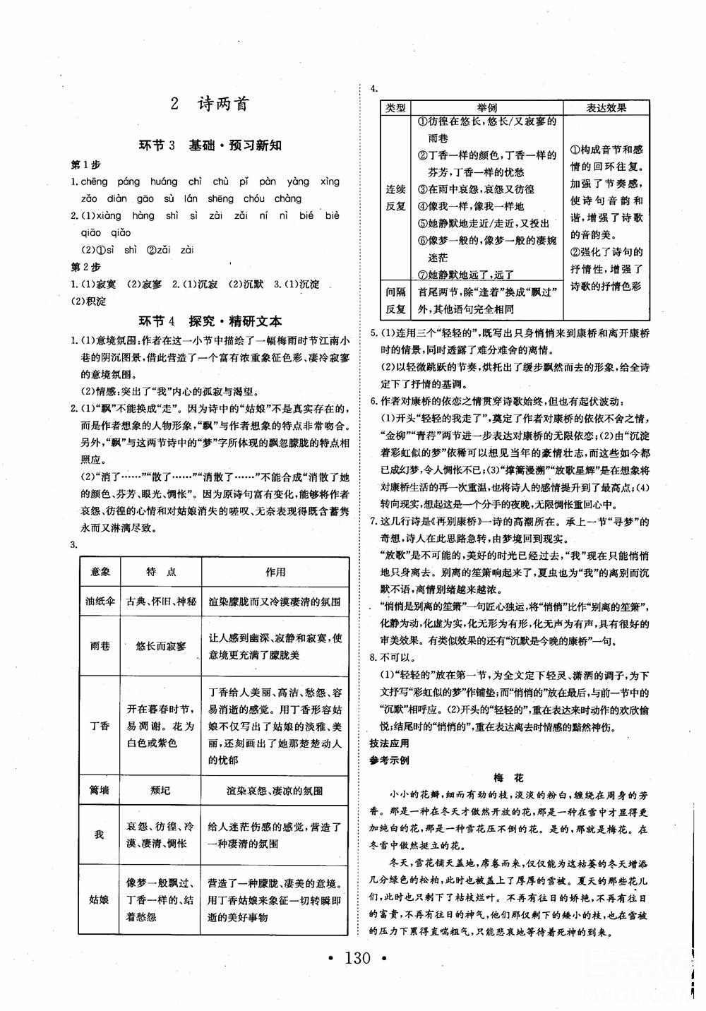 2018長江作業(yè)本同步練習冊語文必修1人教版參考答案 第2頁