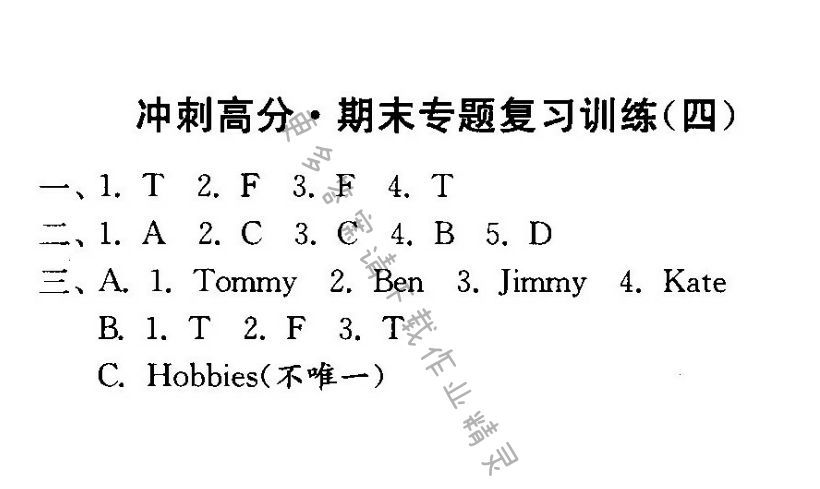 冲刺高分·期末专题复习训练（四）