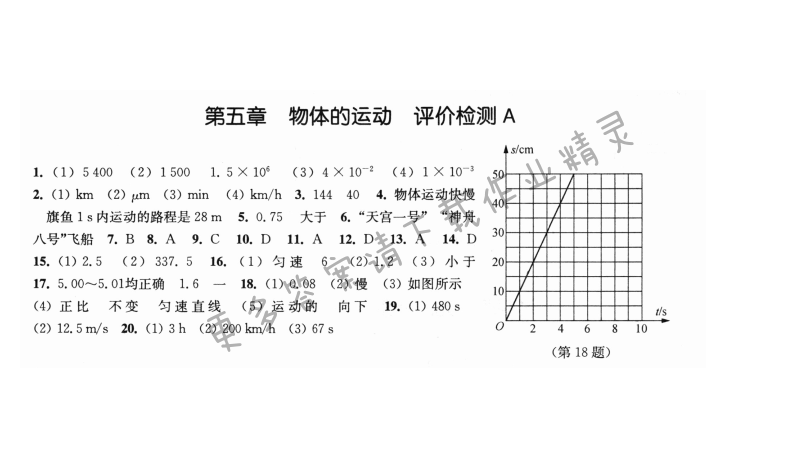 第五章 物体的运动 评价检测A