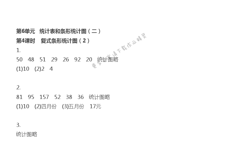 第6单元 统计表和条形统计图（二） - 第6单元 第4课时 复式条形统计图（2）