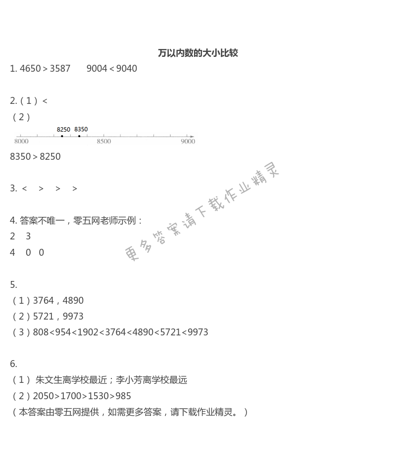 四　认识万以内的数 - 万以内数的大小比较