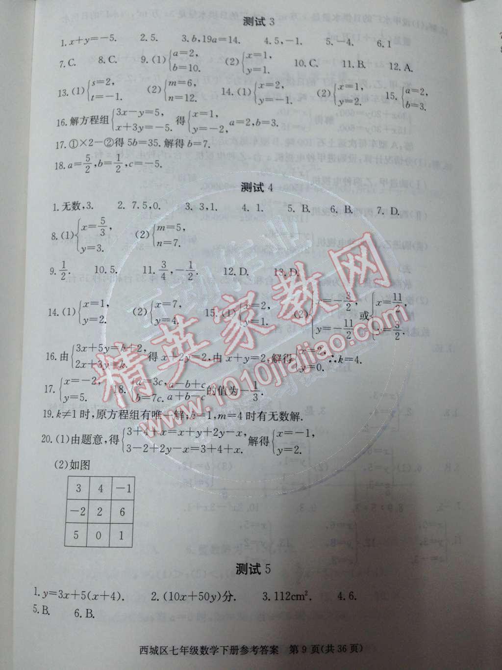 2014年學(xué)習(xí)探究診斷七年級數(shù)學(xué)下冊人教版 第八章 二元一次方程組第53頁