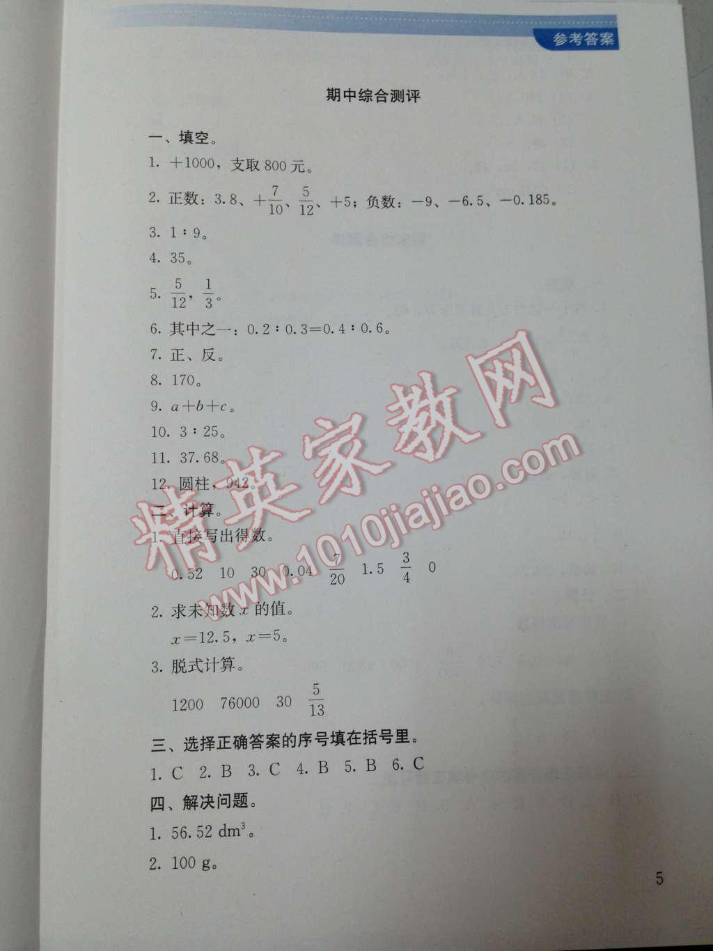 2014年人教金學典同步解析與測評六年級數(shù)學下冊人教版 第10頁