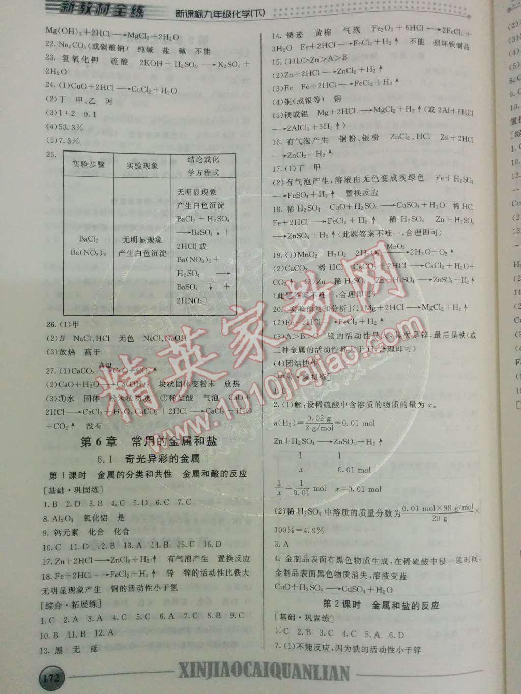 2014年鐘書金牌新教材全練九年級化學(xué)下冊滬教版 第4頁