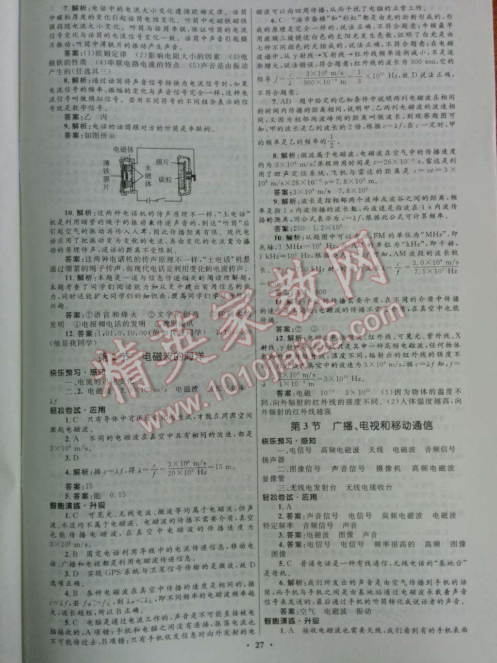 2014年初中同步測控優(yōu)化設(shè)計九年級物理全一冊人教版 第二十一章 信息的傳遞第84頁