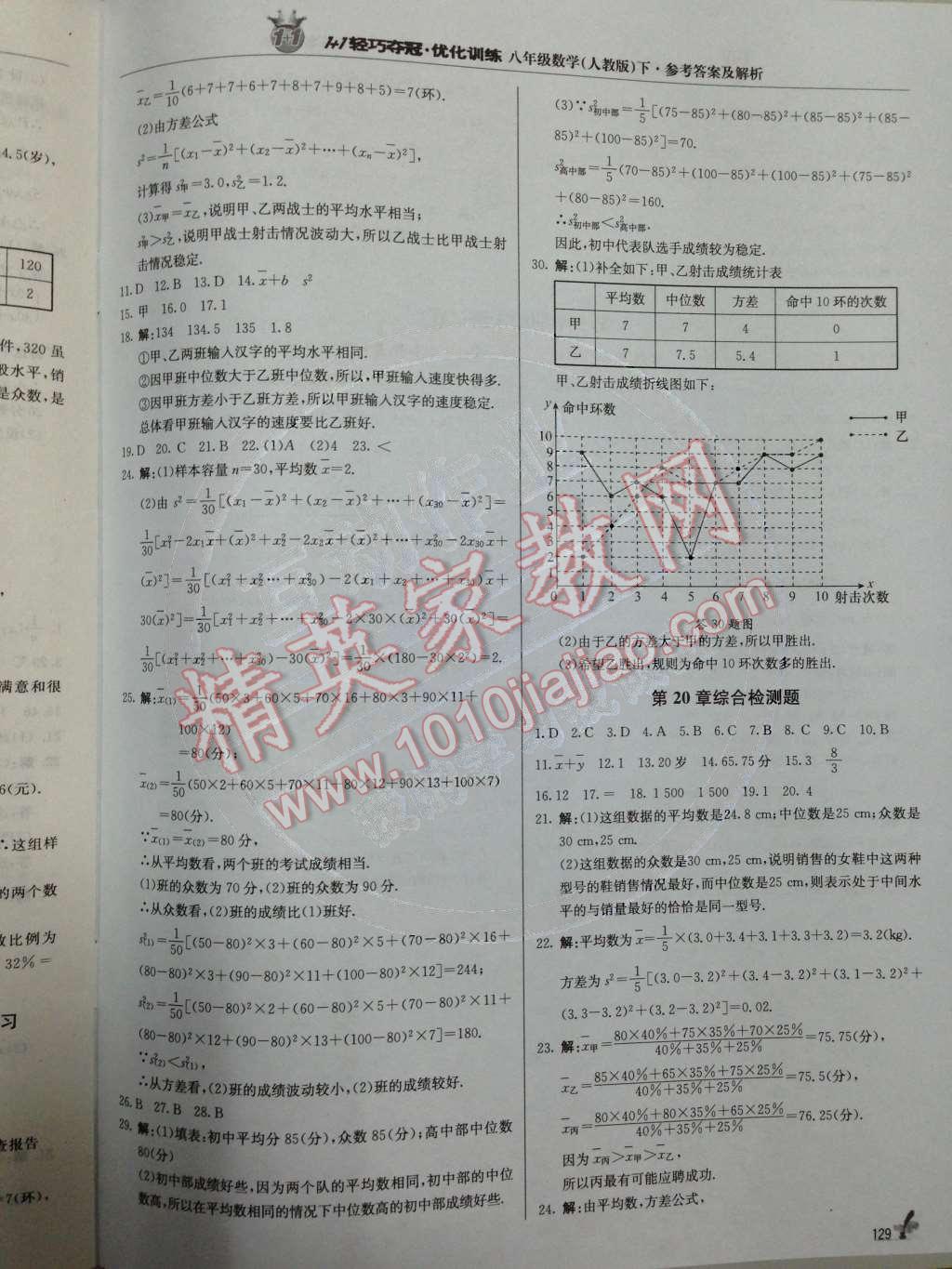 2014年1加1輕巧奪冠優(yōu)化訓(xùn)練八年級數(shù)學(xué)下冊人教版銀版 第20章 數(shù)據(jù)的分析第68頁