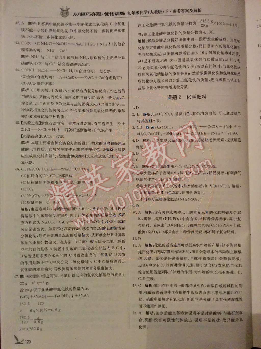 2014年1加1輕巧奪冠優(yōu)化訓(xùn)練九年級化學(xué)下冊人教版銀版 第11章 鹽 化肥第51頁