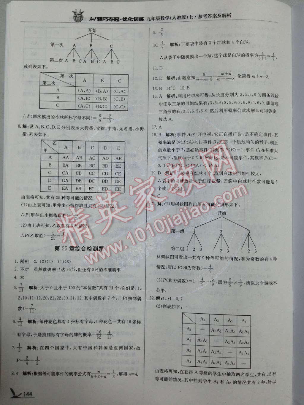 2014年1加1轻巧夺冠优化训练九年级数学上册人教版银版 第25章 概率初步第75页