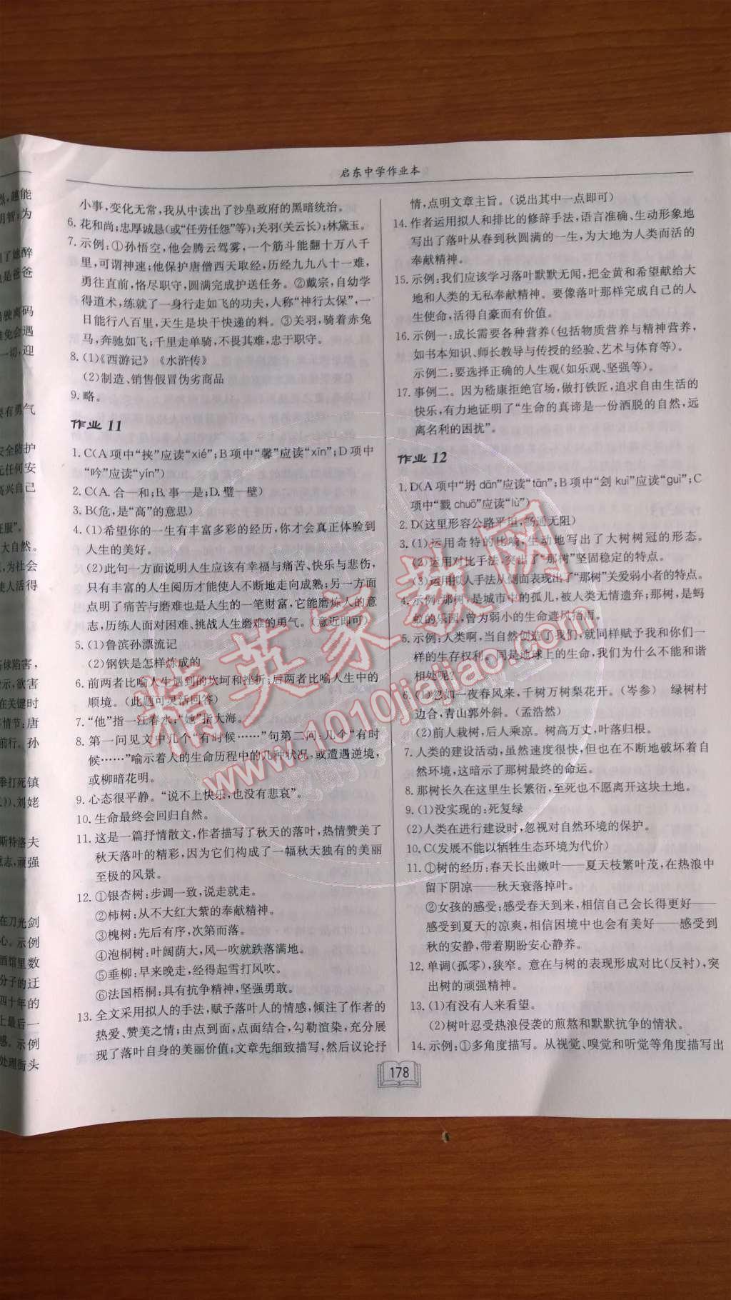 2014年啟東中學(xué)作業(yè)本九年級(jí)語(yǔ)文下冊(cè)人教版 第7頁(yè)