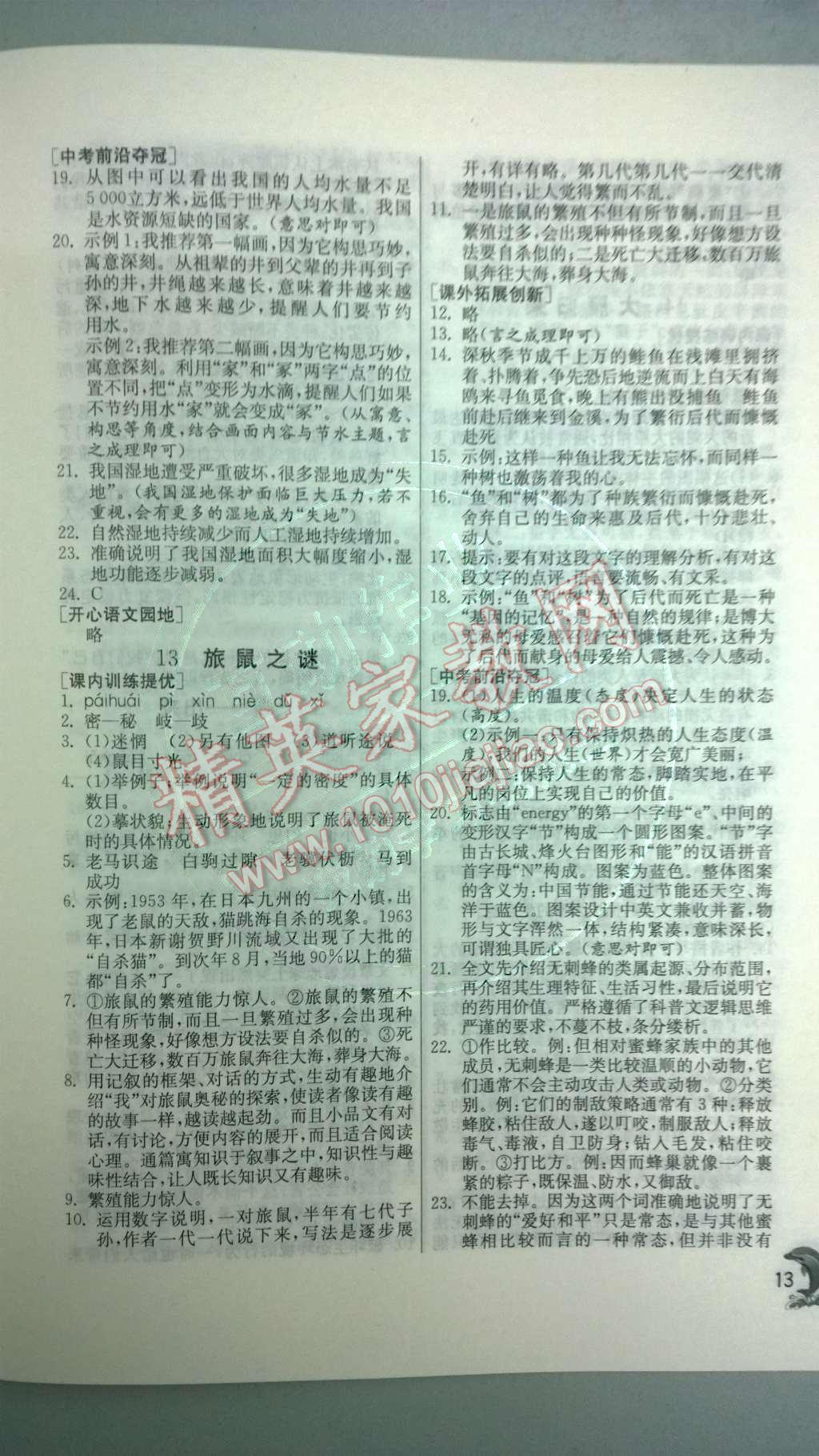 2014年實(shí)驗(yàn)班提優(yōu)訓(xùn)練八年級(jí)語(yǔ)文下冊(cè)人教版 第15頁(yè)