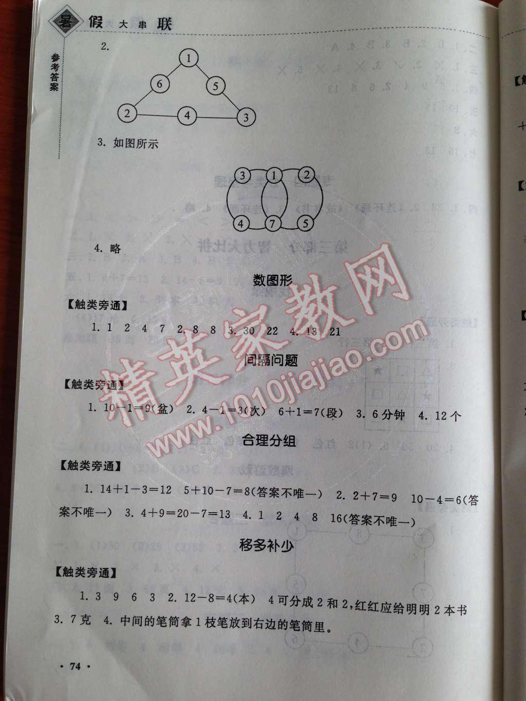 2014年暑假大串联小学版一年级数学人教版 参考答案第29页