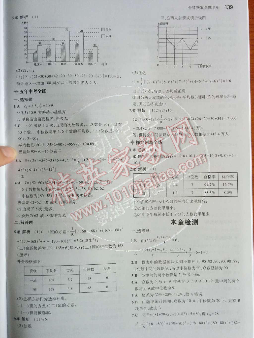 2014年5年中考3年模拟初中数学八年级上册北师大版 第六章 数据的分析第80页