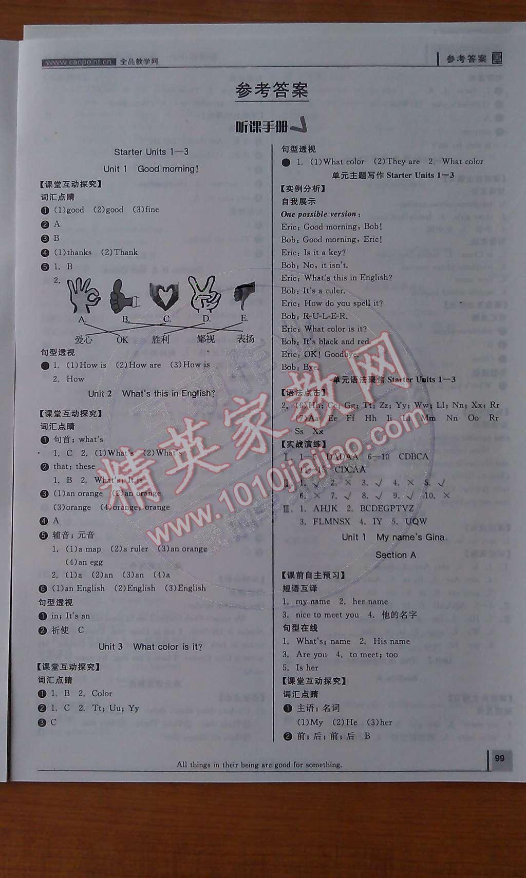 2014年全品學(xué)練考七年級(jí)英語上冊(cè)新目標(biāo)人教版 聽課手冊(cè)第24頁