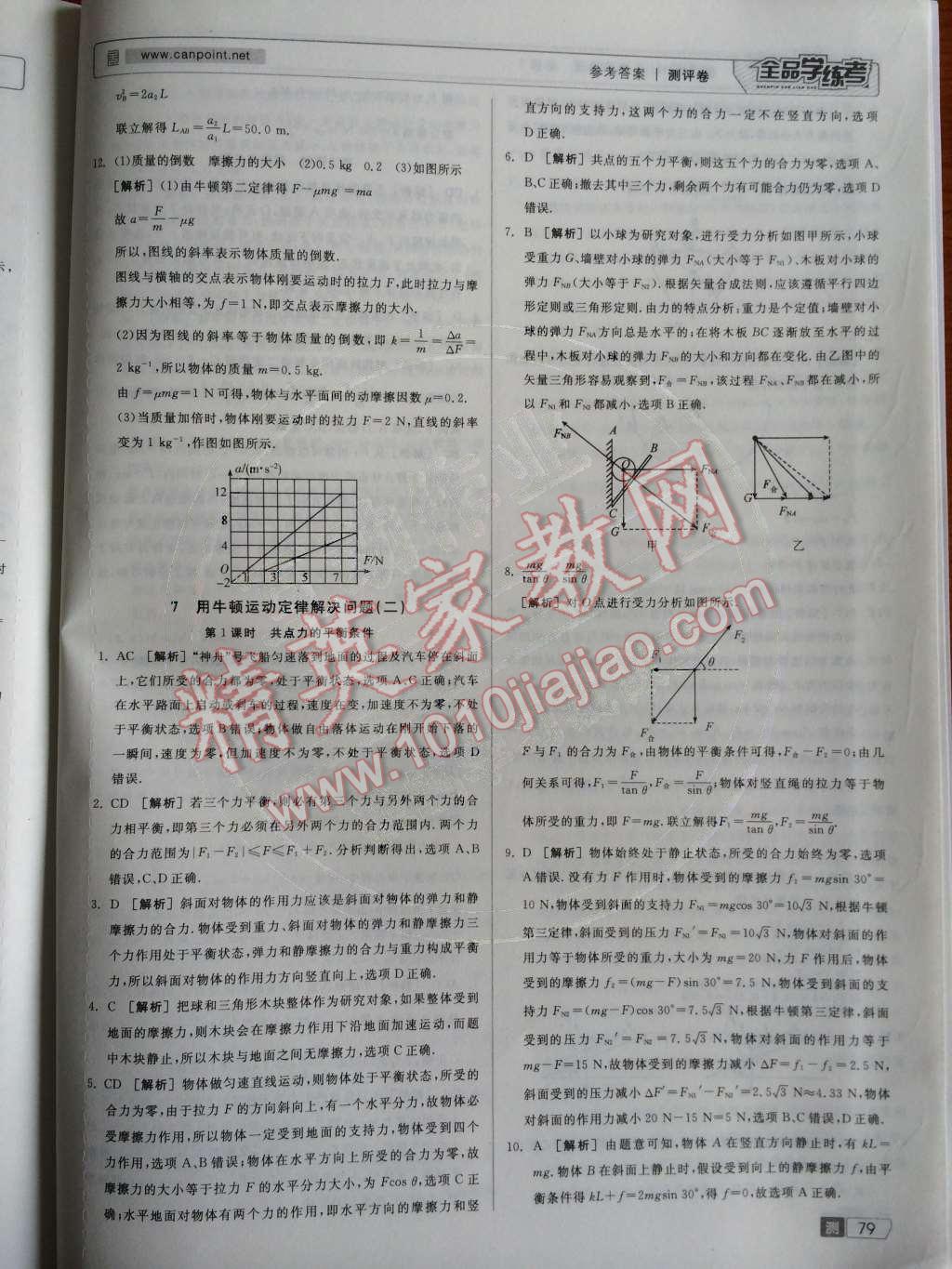 2014年全品学练考测评卷高中物理必修1人教版 第23页