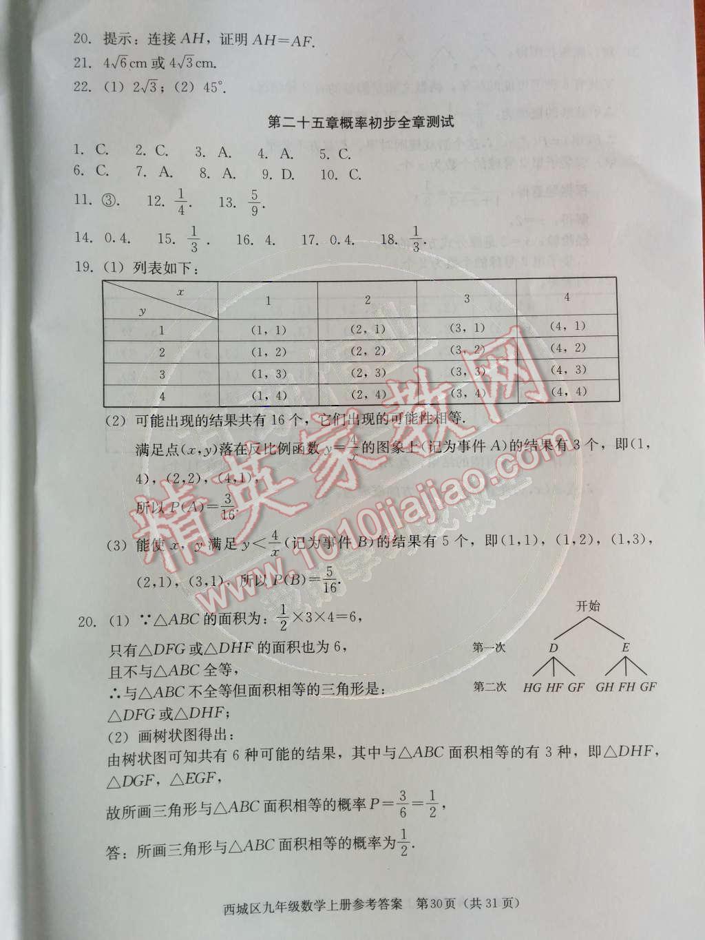 2014年学习探究诊断九年级数学上册人教版 全章评测第76页