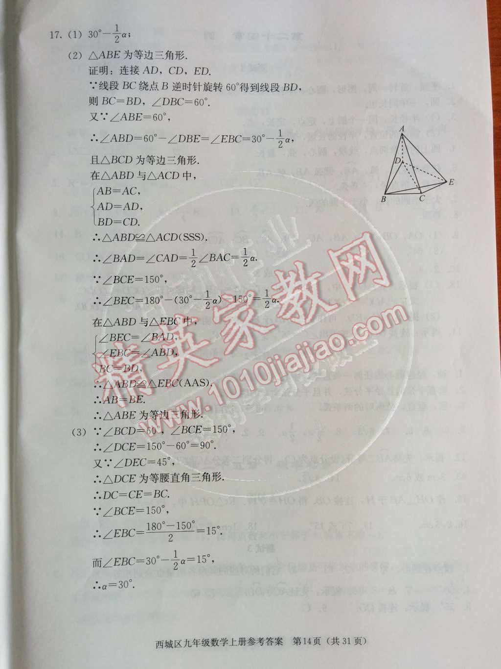 2014年学习探究诊断九年级数学上册人教版 第二十三章 旋转第58页