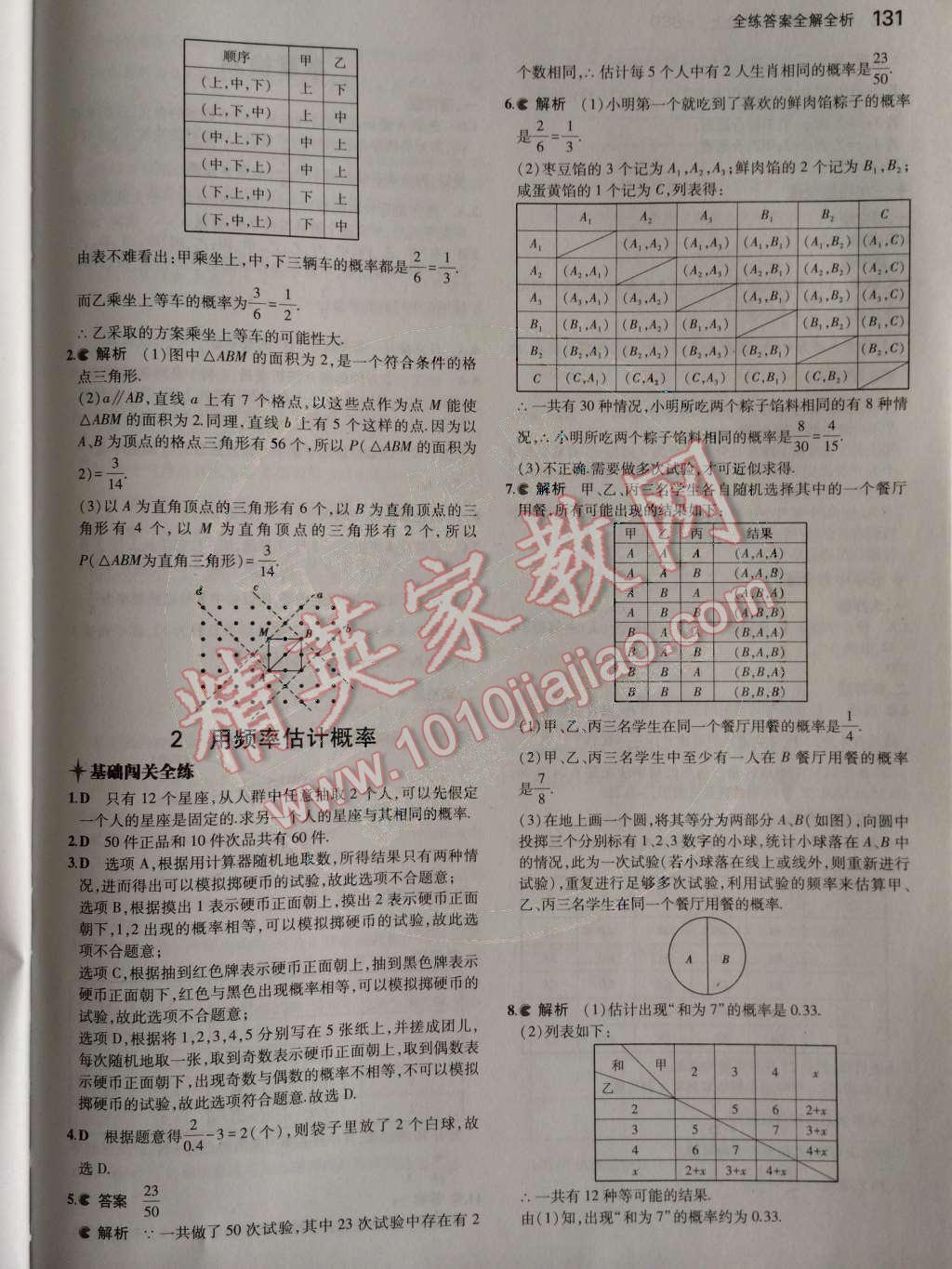 2014年5年中考3年模拟初中数学九年级上册北师大版 第三章 概率的进一步认识第58页